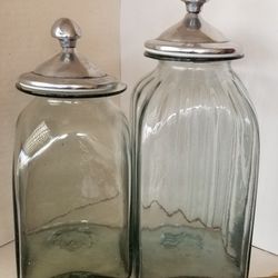 Hand Blown Glass Storage Containers  With Lids