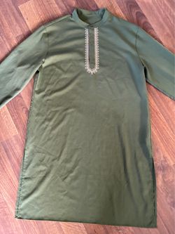 Olive Green Embroidered Kurta