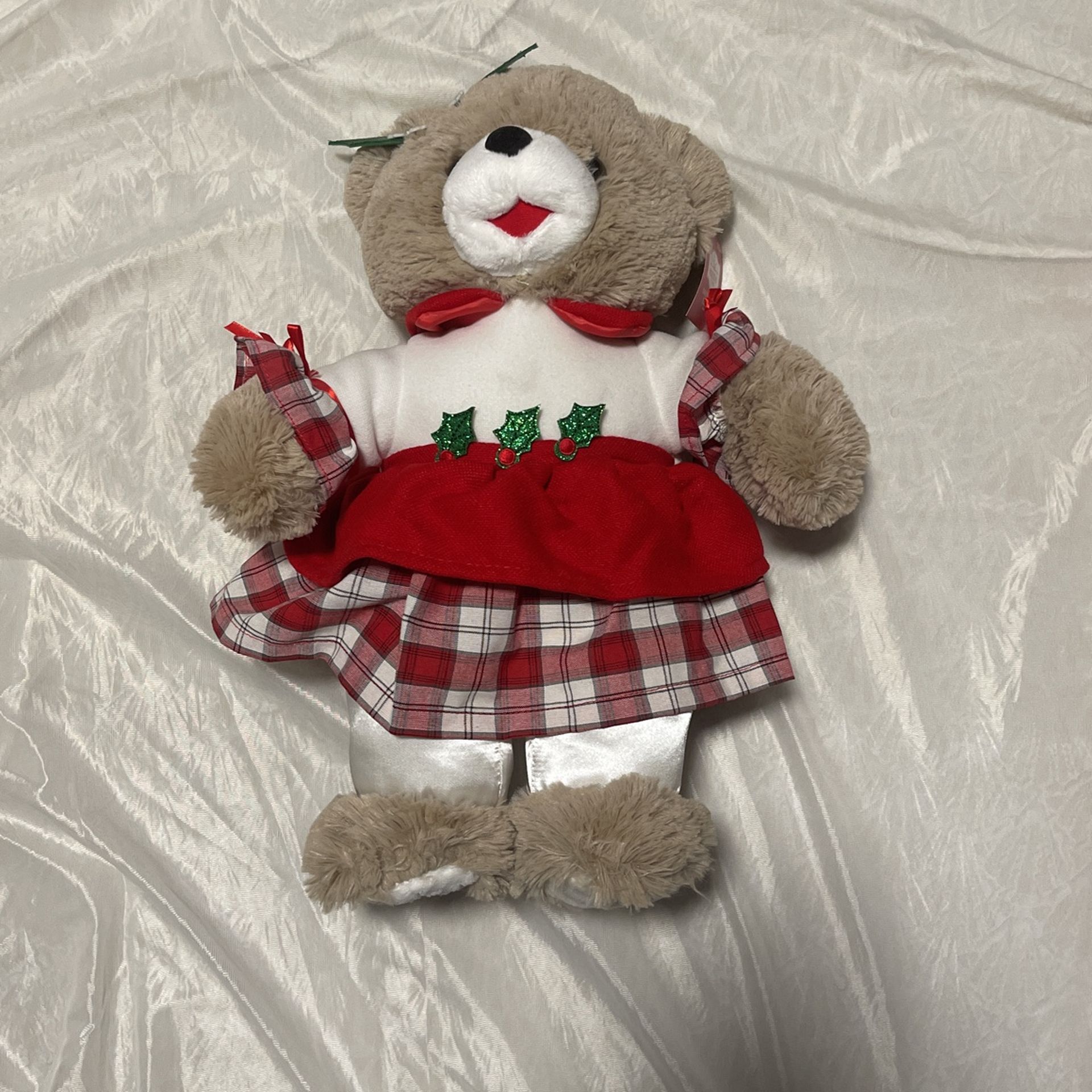 Holiday Time 15 inch Snowflake Teddy Bear 2022, Snowflake Red Dress Girl