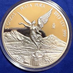 2015 5oz Mexico LIBERTAD Proof Silver Coin 