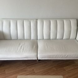 Mid-Century White Futon Sofa