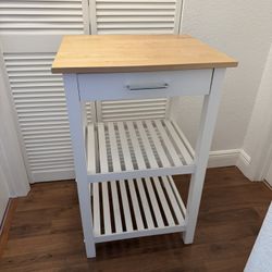 Hardwood Top Kitchen Island, Natural & White