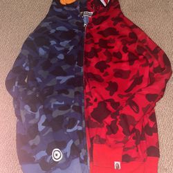 Real Red And Blue Bape Hoodie 