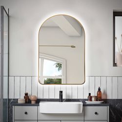 Niccy Arched LED Lighted Bathroom Mirror, 30x20 Inch Backlit Vanity Bathroom Mirror