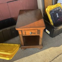 Vintage Wood Night Stand Wit One Drawer