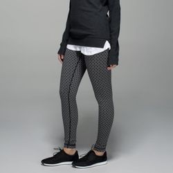 LULULEMON Tri Geo Silver Spoon Black Grey Wunder Under Pant Full-On Luon Legging