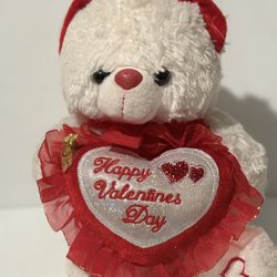 Small Valentines Day Teddy Bear White “9.5 Tall