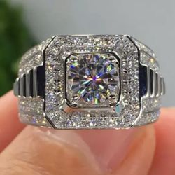 New 18k White Gold Men Wedding Ring 