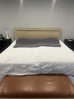 King Headboard Oak Gray Wood Laminate 