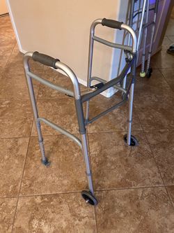 Folding Adult Walker with Front Wheels