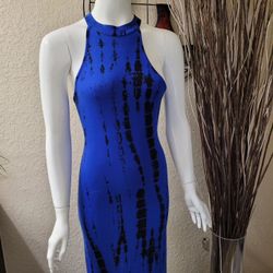 Royal Blue/Black Maxi Stretch Dress 