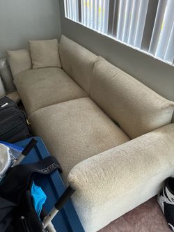 High End White real Wool couch