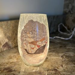 White string lights in a Christmas Decoration glass bowl.