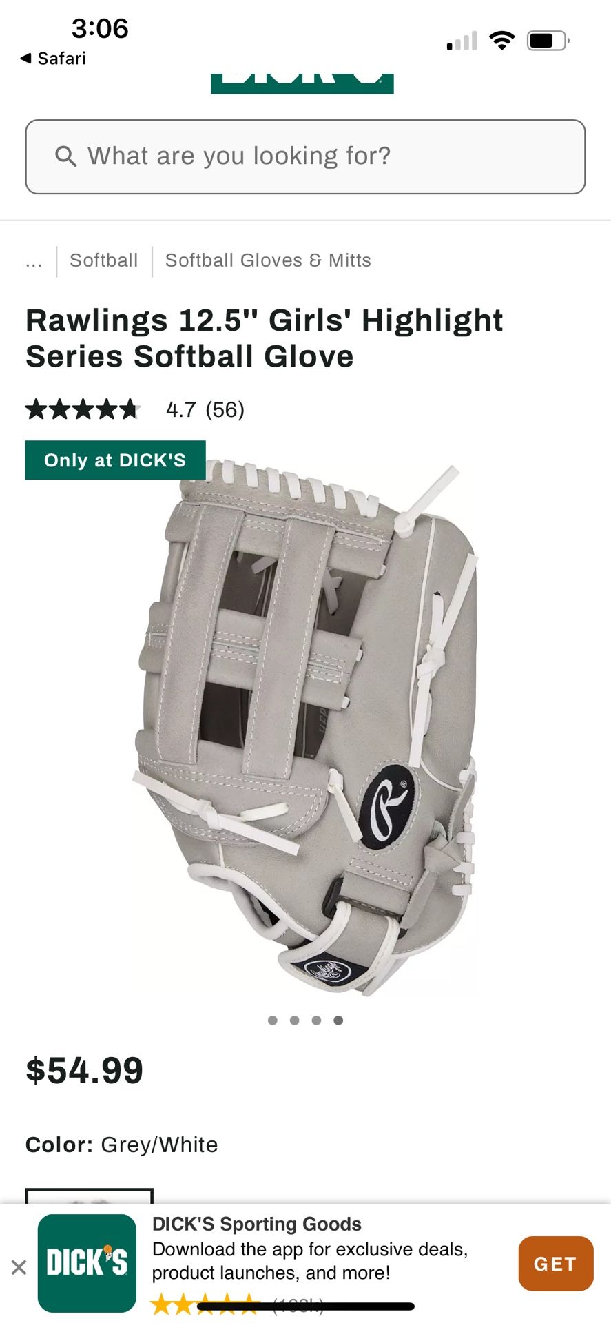 Rawlings 12.5 Girls Glove (UTC Area)