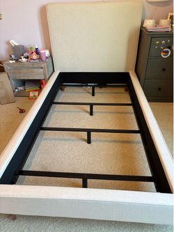 Linen colored twin bed frame