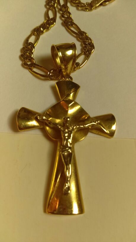 Jesus Christ Crucifix Gold & Silver Chain
