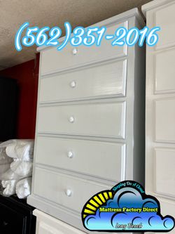 White five drawer pinewood chest cajonera Comoda de Pino