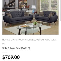 Dark Gray Sofa And Love Seat Set 