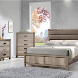 Queen Upholstered Headboard With Metal Accents