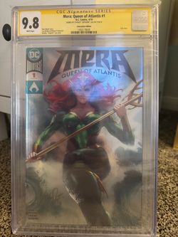 CGC SS 9.8  Mera Queen of Atlantis #1   Signed by Stanley Artgerm Lau, Convention Edition Foil Cover Stanley Artgerm Lau Cover Art Rare!