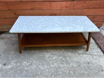 Marble and Hardwood Coffee Table