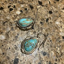Turquoise ladies, earrings, vintage silver,nice condition