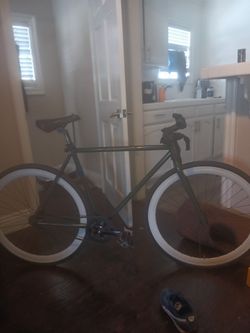 Army green fixed gear bicycle