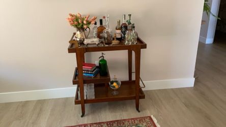 Wood bar cart
