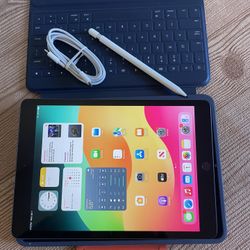 Apple iPad 7th Generation 128GB With Logitech Keyboard and Pencil