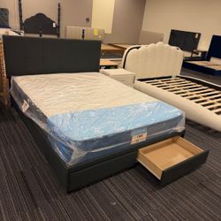 King size bed frame storage bed headboard frame with mattress included brand new set $380 only