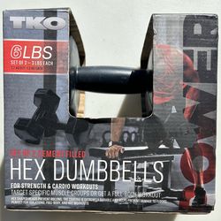 Set of 2 3lbs each Hexagon Dumbbells New TKO