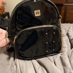 Black Leather/ Gold Backpack