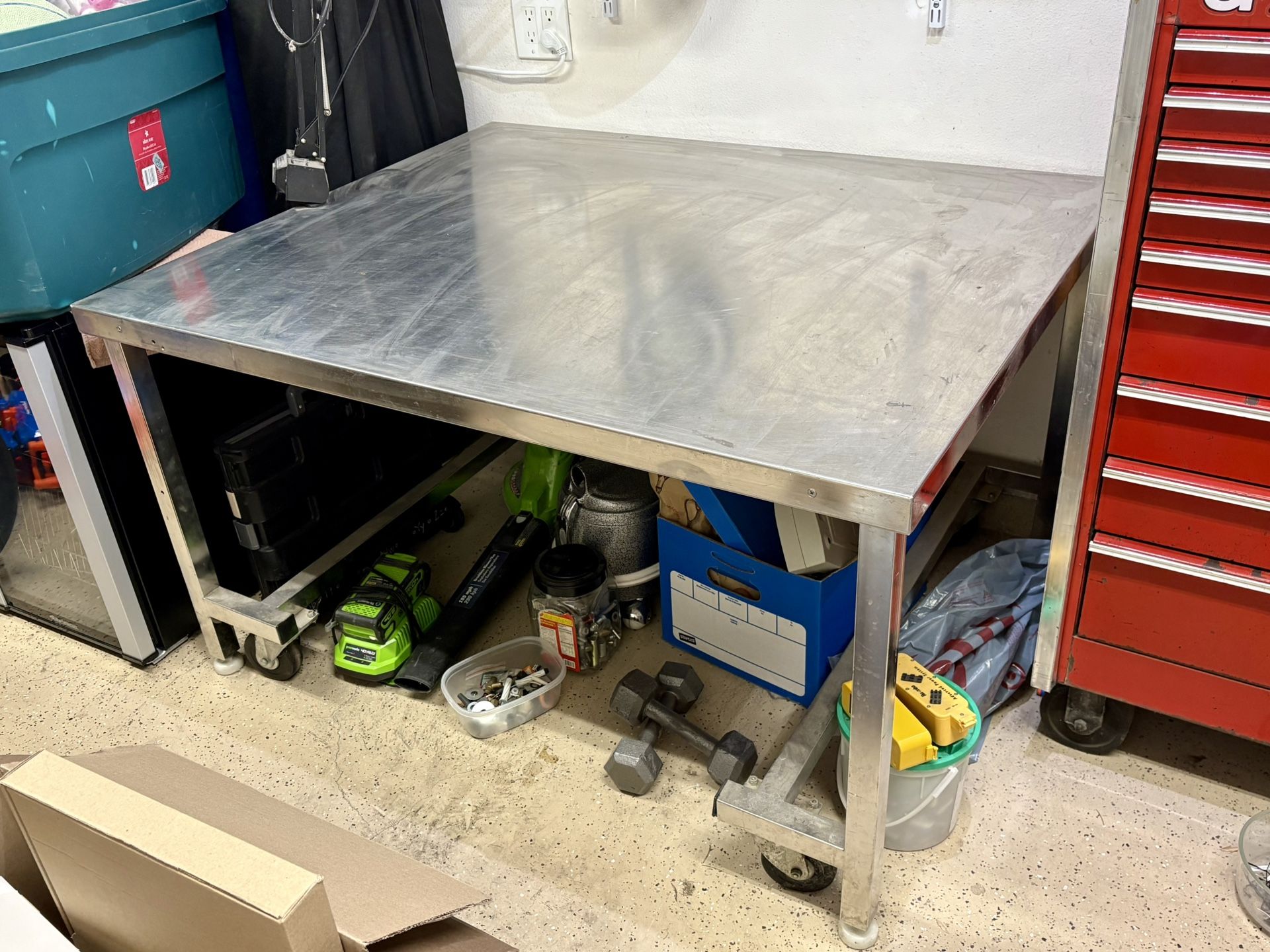 Industrial Stainless Steel Work Table On Wheels