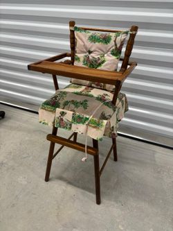 Vintage CASS TOYS Wooden Doll High Chair Antique Toy Old Dolly Girl Baby.. 24” high chair,