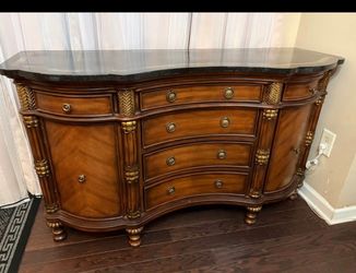 Traditional Wood Dresser with Marble Top