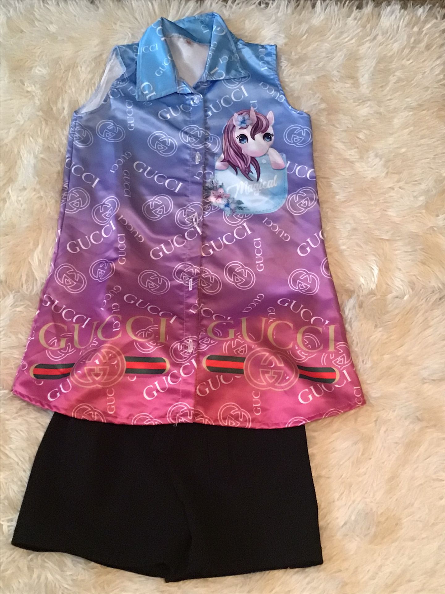 Very Pretty Unicorn 2 Pc.Set Shorts And Shirt $18 Each Set   ( Available In  Med 4-6 ) Handmade