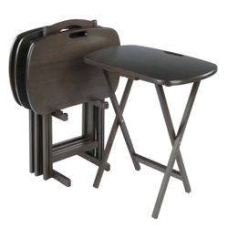 New Other Winsome Lucca 3 Portable Folding TV Trays & Stand Set, Oyster Gray