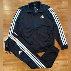 adidas Essentials Tricot 3-Stripes Tracksuit 2 Piece Set Black Men’s 3XL