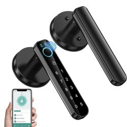Fingerprint Door Lock- Smart Door knob,biometric Door Lock，with passcode keypad keyless Entry Door Handle，for Bedroom Home Hotel Office Apartment (Bla