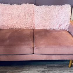 Small Dusty pink Colored Velvet Couch