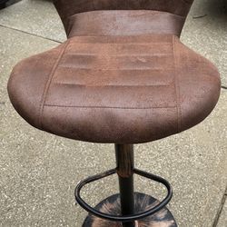 BAR STOOLS: Set of 4, Brown, Plush Vinyl