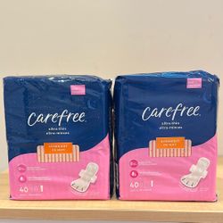 Carefree ultra thin pads with wings overnight 40 count: $7 each