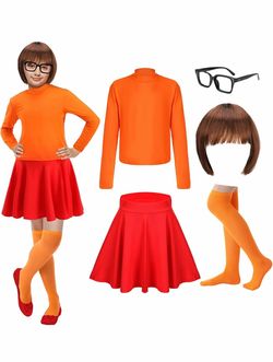 Halloween 5pc Kids Scooby Doo Velma Costume Size Small