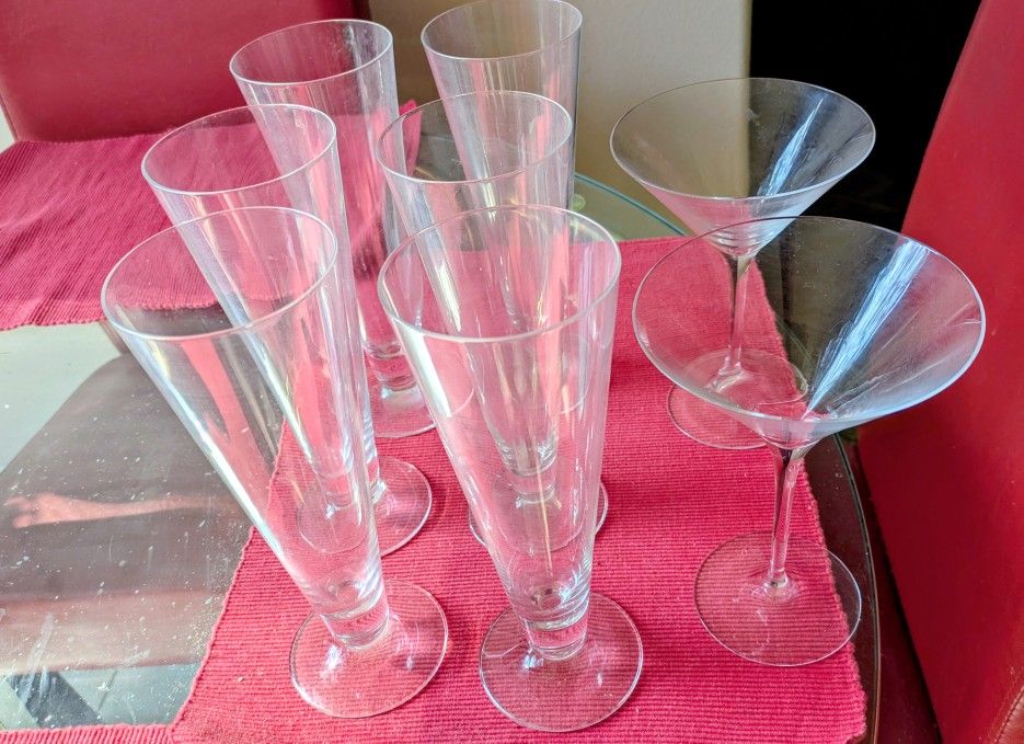 Fine crystal Flute And Martini glasses