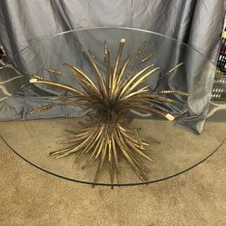 Mid Century Gilt Metal Sheath Of Wheat Coco Chanel Coffee Table 