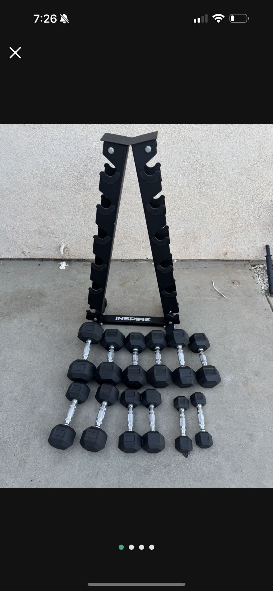 Inspire Fitness Rubber Hex Dumbbell Weight Set with Rack 210 lbs 5-30 firm price 