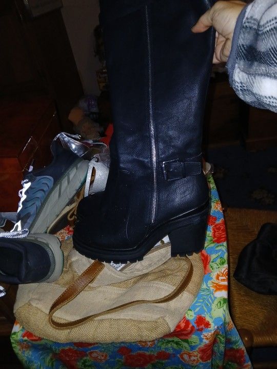 Almost New Black Heel Boots Size 9