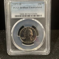 1971 D Brilliant Uncirculated Washington Quarter Graded By PCGS H-6
