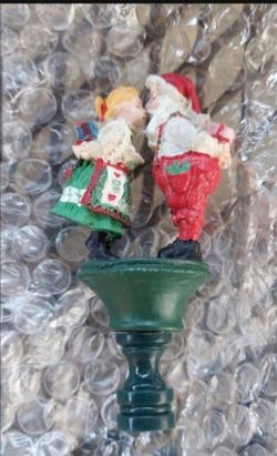 Christmas Decorations Vintage 80s/90s Kissing Santa Lamp Toppers (Set Of 2)  Box8