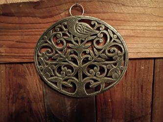 Vintage Cast Iron Tree of Life Trivet.